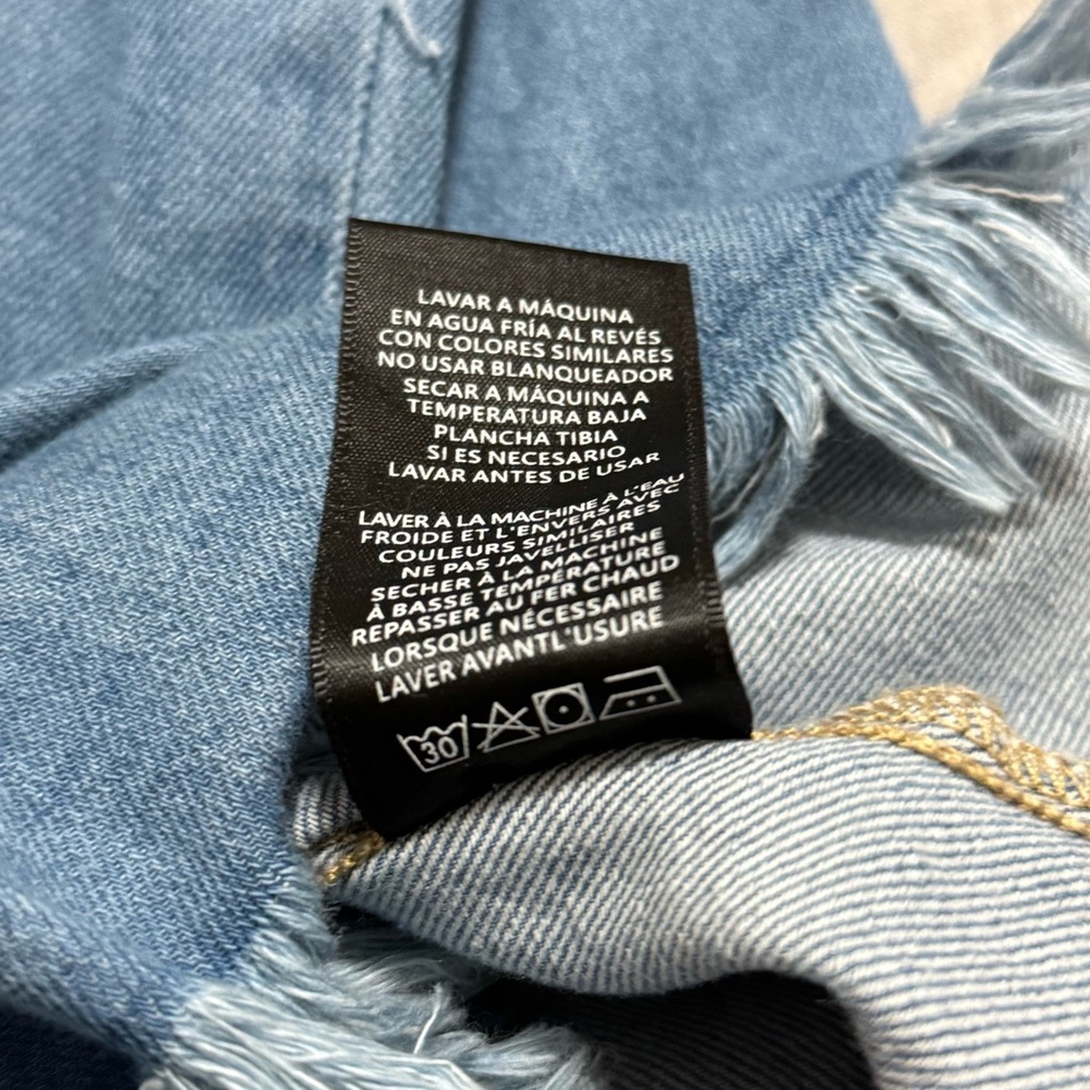 Dear John Denim Western Chambray Denim Distressed Shirt Blue Size Large - Picture 8 of 9